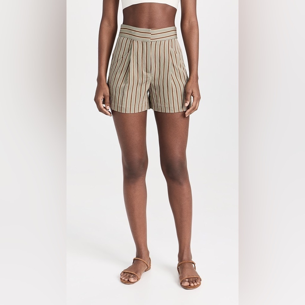 Veronica Beard Elbe striped short 4 High Rise Green Seafoam - Picture 4 of 13